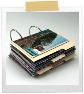 Create a travel ring binder for postcards and other memorabilia