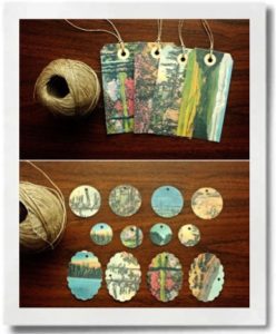 Make one-of-a-kind gift tags using postcards.