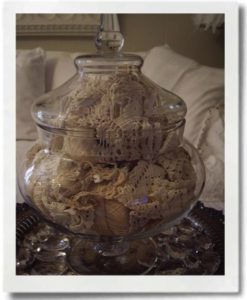 Put doilies in a jar.