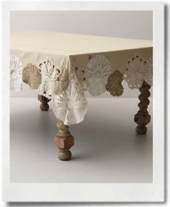 Add doilies to an existing tablecloth.