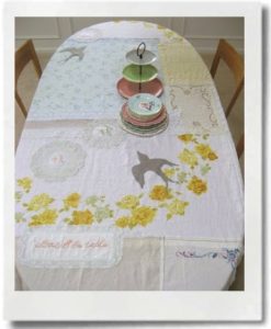 Create an heirloom. Sew vintage linens and doilies together to make a tablecloth.