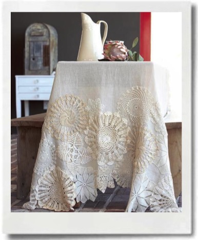Every tablecloth can be special by adding a few doilies.