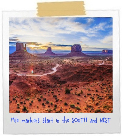 Mile markers begin in the South and West (I just always remember the Southwest)